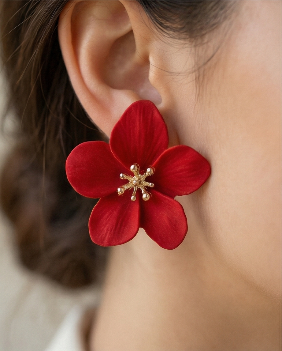 Aros Flor Rojo