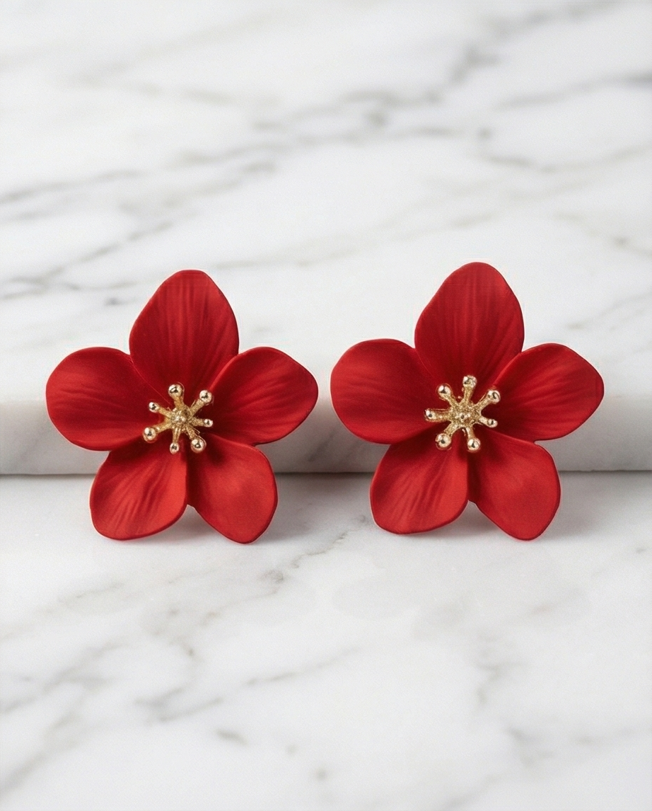 Aros Flor Rojo