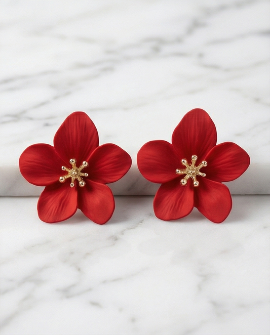 Aros Flor Rojo