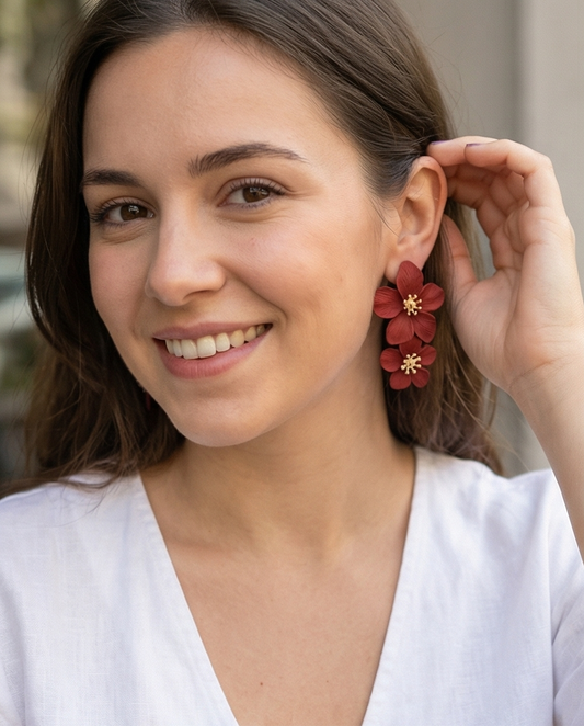 Aros Flor burdeo
