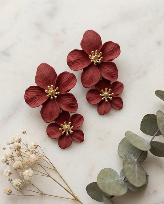 Aros Flor burdeo