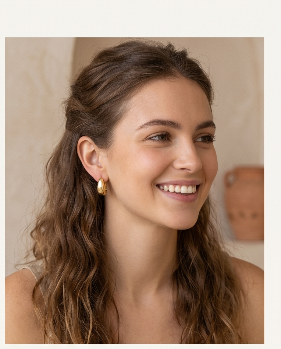 Aros Camelia Dorados Bañados en Oro